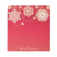 Red Stylish Ornaments Merry Christmas Notepad