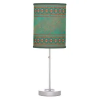 Southwestern Copper Teal Geometric Pattern Table Lamp