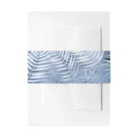 Lush Palm Leaf Wedding Pattern Blue ID956 Invitation Belly Band