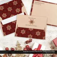 Holly Star Christmas Red Pattern Accents Envelope