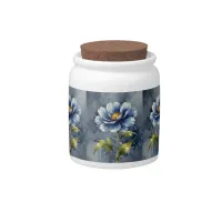 Blue flower watercolour pattern candy jar