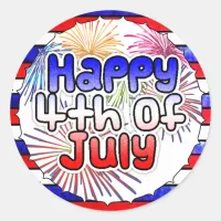 Happy Fourth of July Fireworks Stickers