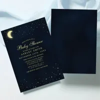 Celestial Moon Stars Midnight Blue Baby Shower Invitation