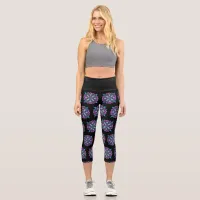 Pretty Colorful Purple Mandala Mystical Capri Leggings