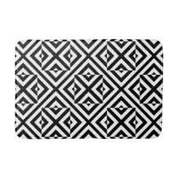 Black and White Striped Op Art Geometric Pattern Bath Mat