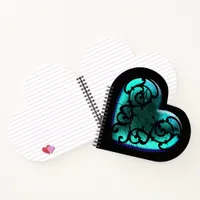 Filigree Goth Ice Blue Heart Notebook