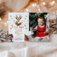 Reindeer Christmas 1st Birthday Red Winter Deer Invitation