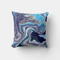 Blue Marble Fluid Art Throw Pillow
