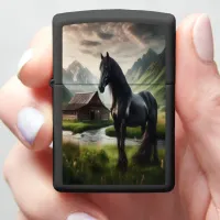 Black Stallion at Dawn's Embrace Zippo Lighter