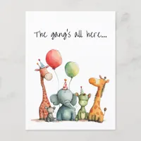 Birthday with Cute Quirky Cartoon Animals  Postcard