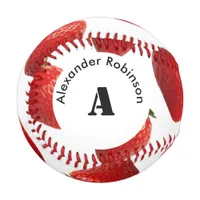 Red Strawberries Fresh Fruit Custom Monogrammed Baseball