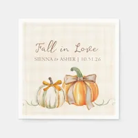 "Fall in Love" Rustic Autumn Engagement & Wedding Napkins