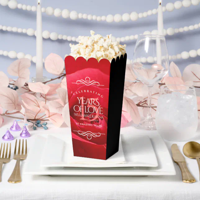 Elegant 15th Rose Wedding Anniversary Celebration Favor Boxes