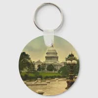 United States Capitol from Library Steps Date 1898 Keychain