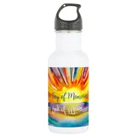 Quote and Watercolor Sunset over the Water  Stainless Steel Water Bottle