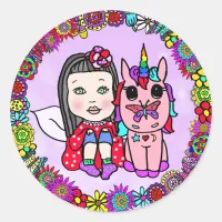 Unicorn and Fairy Whimsical Floral Stickers