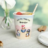 Wild One Happy Fun Woodland Animals Watercolor Paper Cups