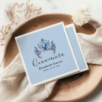 Blue & Ivory Floral Quinceañera Napkins