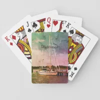 Personalized Sailboat Harbor Vintage Storm Brewing Poker Cards