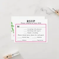 Wedding RSVP Menu Pink Floral Return Address Card