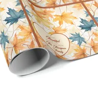 Elegant Maple Leaves Thankful Thanksgiving Heart  Wrapping Paper