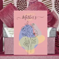 Modern Botanical Pastel Line Art Mother's Day Postcard