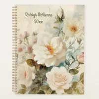 White Rose Junk Journal Style Illustration Classic Planner