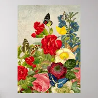 Vintage Flowers & Butterflies Value Poster Paper