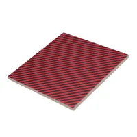 Thin Black and Red Diagonal Stripes Ceramic Tile