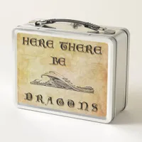 Here There Be Dragons Metal Lunch Box