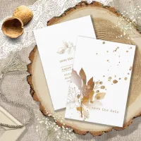 Golden Leaf Wedding ID655 Save The Date