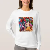 Pretty Pop Art Comic Girl Colorful Ai Art T-Shirt