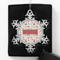 Monogrammed Vintage Christmas Colorful Monogram | Snowflake Pewter Christmas Ornament