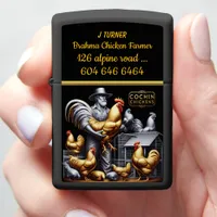 Cochin Chicken Farmer Caring for His Vibrant Flock Zippo Lighter