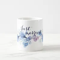 Blue Floral Romantic Just Married Coffee Mug