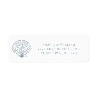 Seashell Beach Dusty Blue Wedding Return Address Label