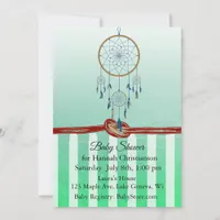 Dreamcatcher Green  Boy's Baby Shower Invitations