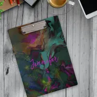 Dark Colored Liquid Paint Abstract Name & Initial Clipboard