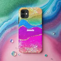 Faux Glitter Rainbow Agate iPhone 11 Case