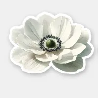 White and Black Anenome Flower Modern Pretty  Sticker