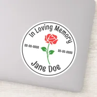 In Loving Memory Rose Custom Cut Vinyl Sticker