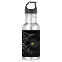 Thumbnail for AI Black Cat with Yellow Eyes Stainless Steel Water Bottle