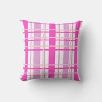 Pink and White Plaid Throw Pillow