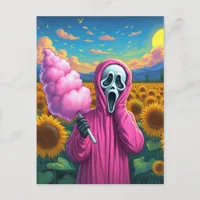 Screaming Holding Cotton Candy in Sunflower Field Postcard