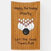 Personalized Bowling Themed Happy Birthday   Banner