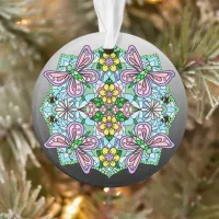 Pink Butterflies Mandala Christmas    Ornament