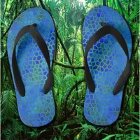 Blue  Dinosaur Hide Pair of Flip Flops