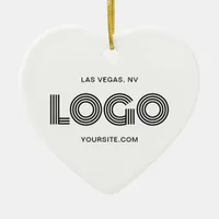 White Heart Modern Logo Ceramic Ornament