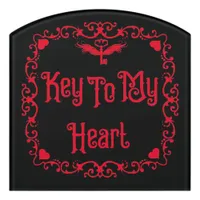 Goth Valentine Key To My Heart Red  Door Sign