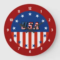 USA - American Flag and Stars in Circle Wall Clock
